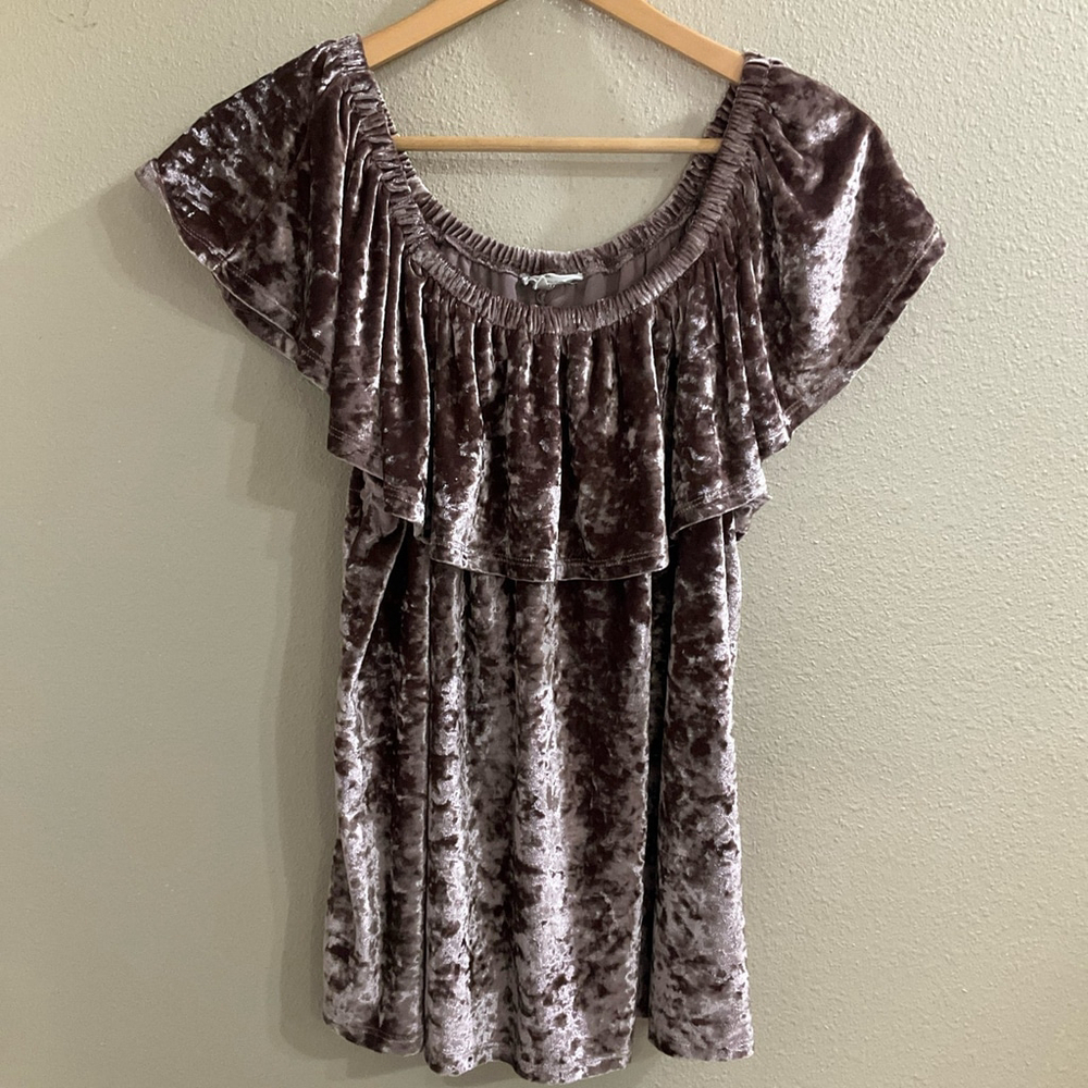 Entro Velvet On Off The Shoulders Womens Large Top